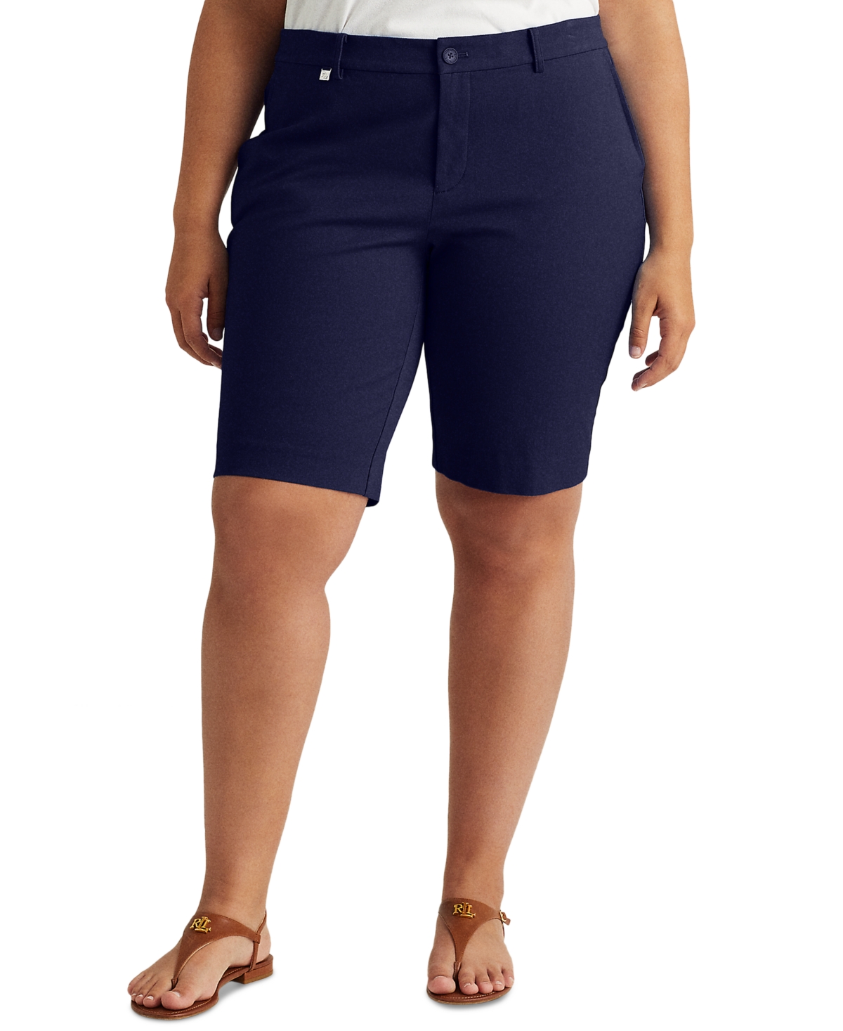 Lauren Ralph Lauren Plus-size Stretch Cotton Shorts In Lauren Navy