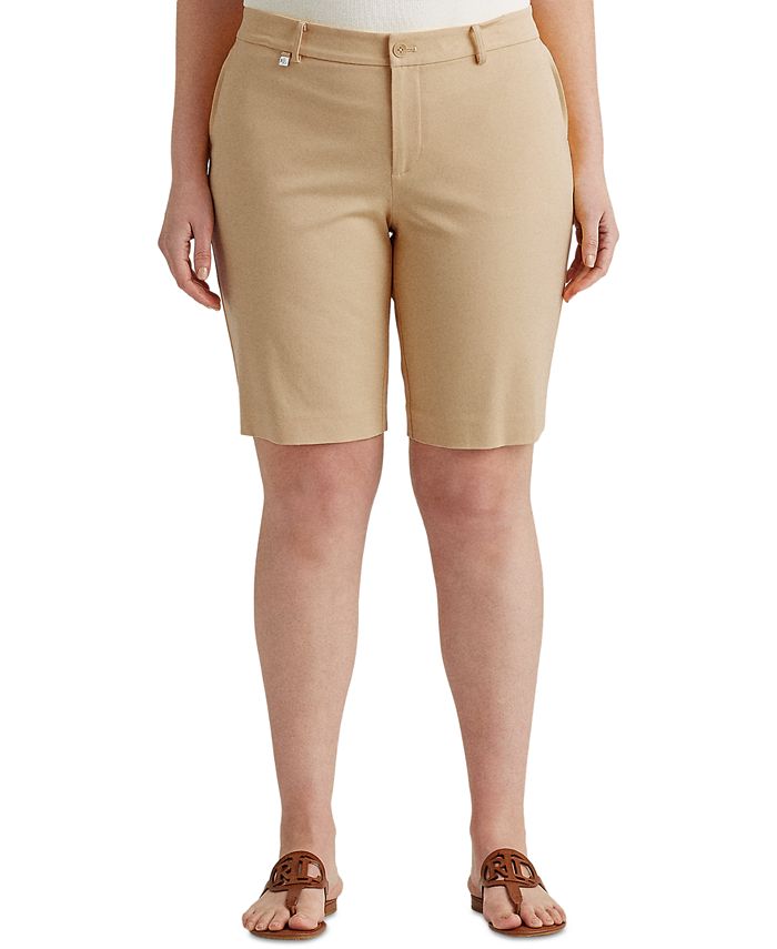 Modern Bermuda Shorts In Plus Size In Stretch Linen - Optic White White