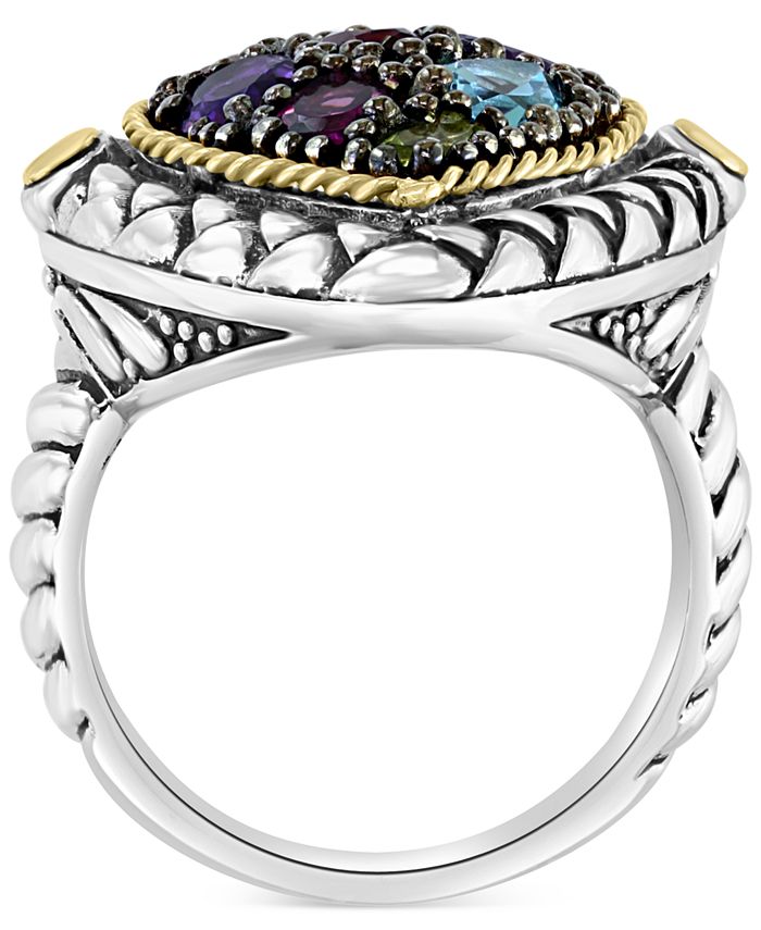 EFFY Collection - Multi-Gemstone (2-1/3 ct. t.w.) Cluster Statement Ring in Sterling Silver and 18k Yellow Gold