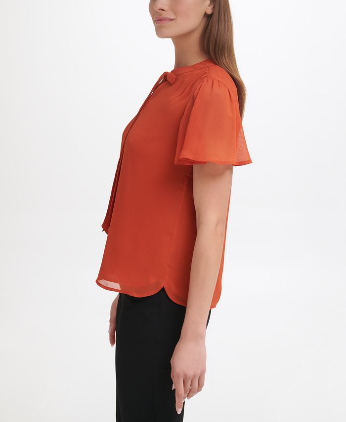 Calvin Klein Tie Front Short Sleeve Blouse Macy's