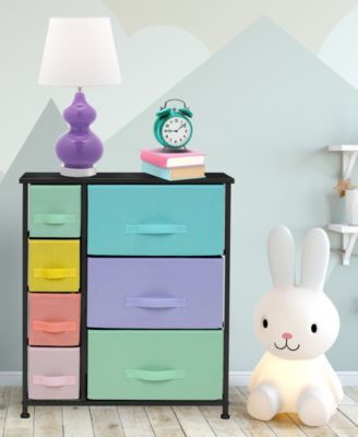 Dresser with 7 Drawers - Storage Chest Organizer with Steel Frame, Wood Top, Handles, Fabric Bins