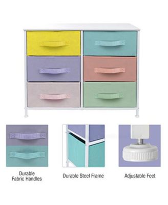 6 Drawers Dresser- Storage Unit with Steel Frame, Wood Top, Fabric Bins - for Bedroom, Closet, Office and more
