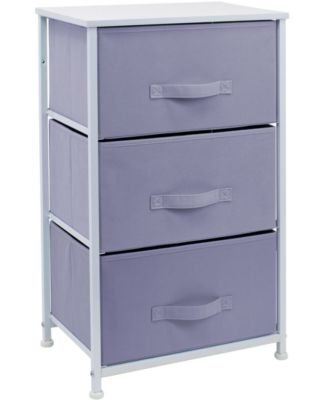 Nightstand with 3 Drawers - Steel Frame, Wood Top & Easy Pull Fabric Bins - Perfect for Home, Bedroom, Office & College Dorm