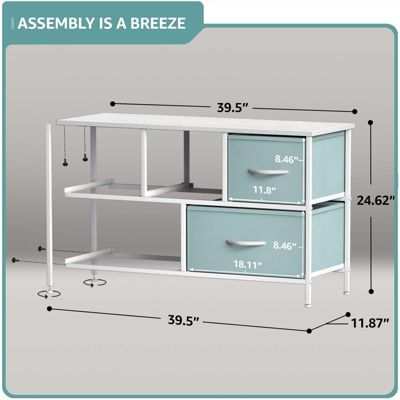 5 Drawers Dresser- Storage Unit with Steel Frame, Wood Top, Fabric Bins - for Bedroom, Closet, Office and more