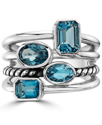 EFFY&reg; London Blue Topaz Statement Ring (3-1/20 ct. t.w.) in Sterling Silver