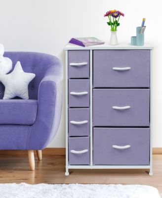 Dresser with 7 Drawers - Storage Organizer with Steel Frame, Wood Top, Handles, Fabric Bins