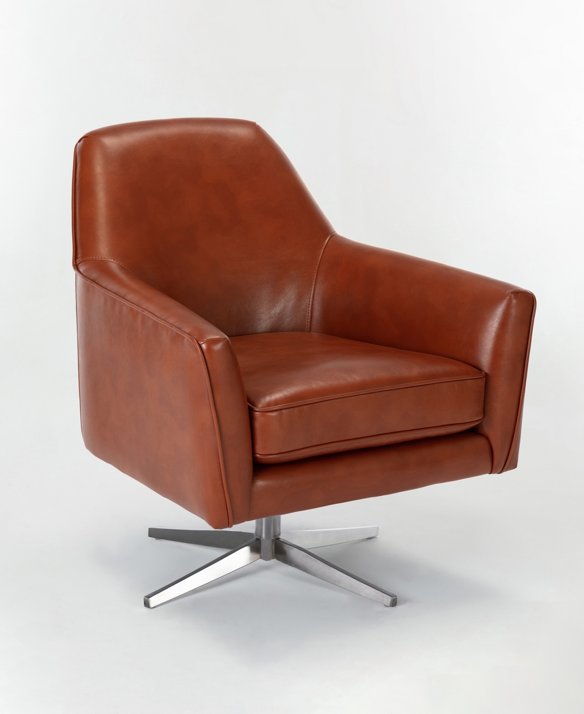 Comfort Pointe Phoenix Leather Gel Swivel Armchair In Rust