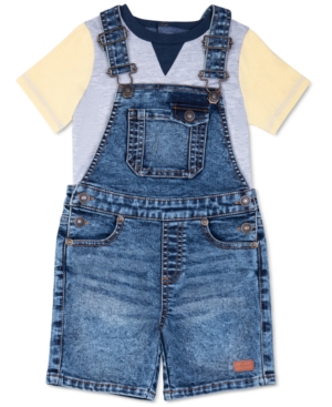 7 For All Mankind Baby Boys 2-Pc Colorblocked T-Shirt & Shortalls Set
