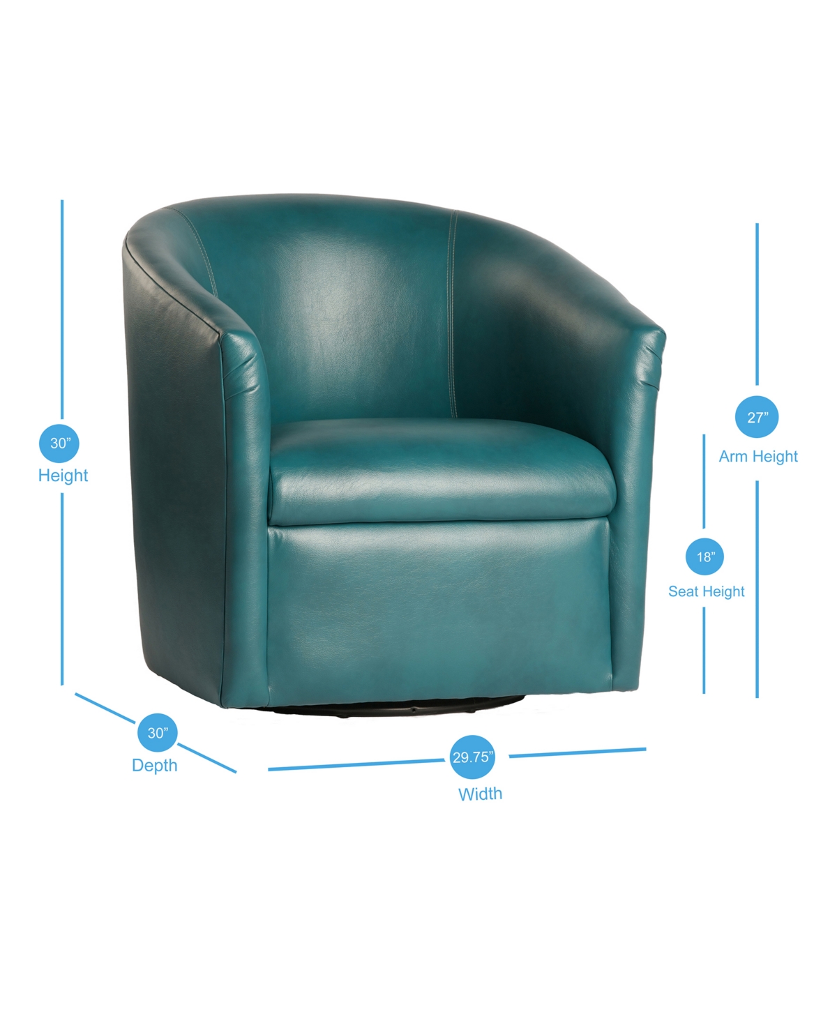 Comfort Pointe Draper Swivel Chair In Aqua