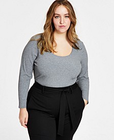 Trendy Plus Size Bodycon Ribbed Bodysuit, Created for Macy's