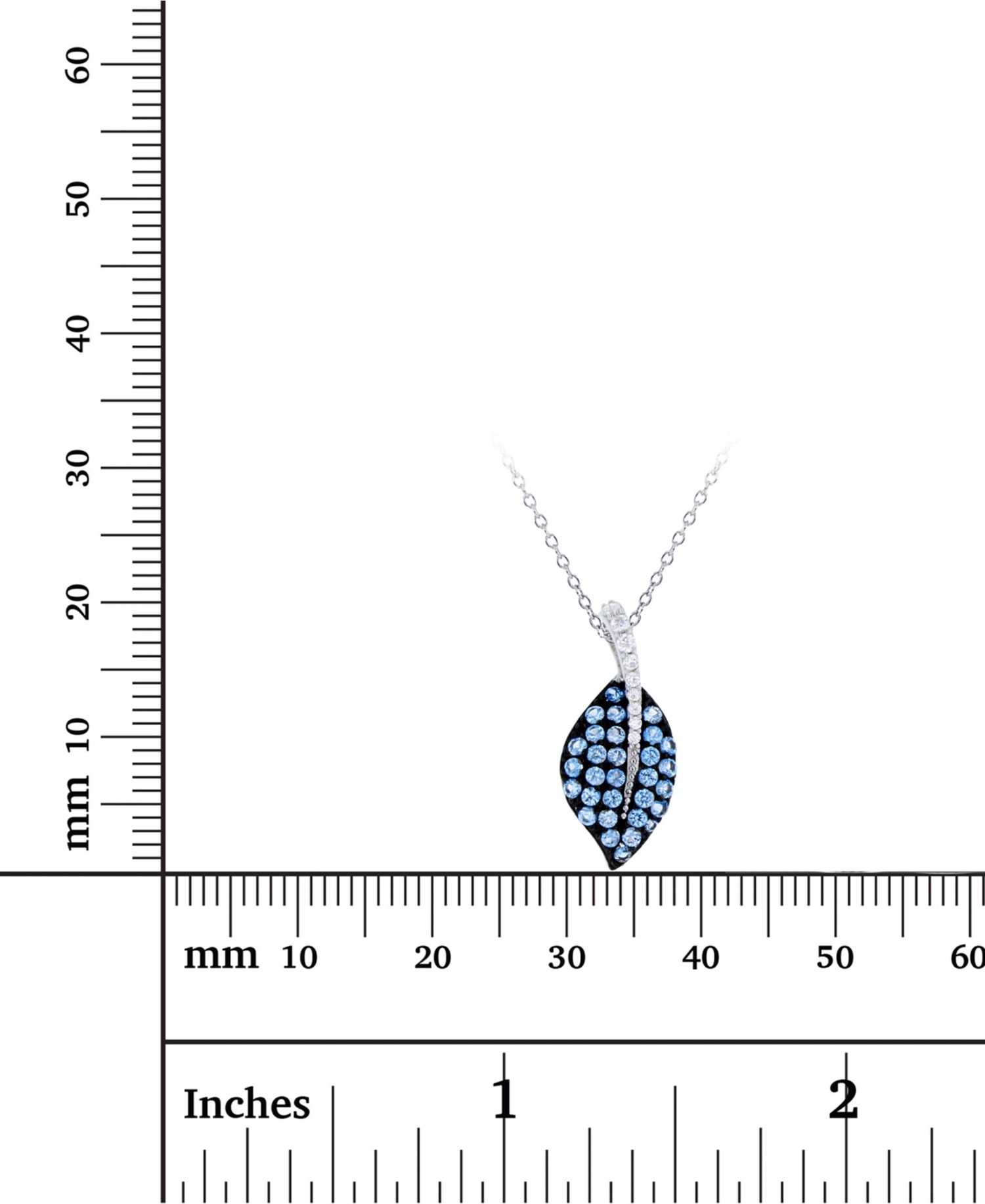 Cubic Zirconia Leaf 18" Pendant Necklace in Sterling Silver