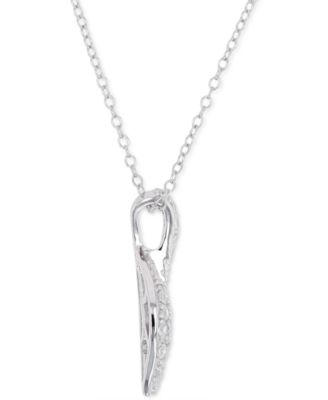 Cubic Zirconia Leaf 18" Pendant Necklace in Sterling Silver
