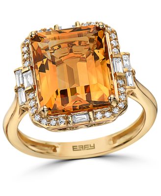 EFFY Collection - Citrine (5-1/3 ct. t.w.) & Diamond (1/3 ct. t.w.) Statement Ring in 14k Gold