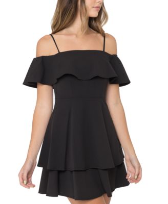 B Darlin Juniors' Ruffled Off-The-Shoulder Dress - Macy's