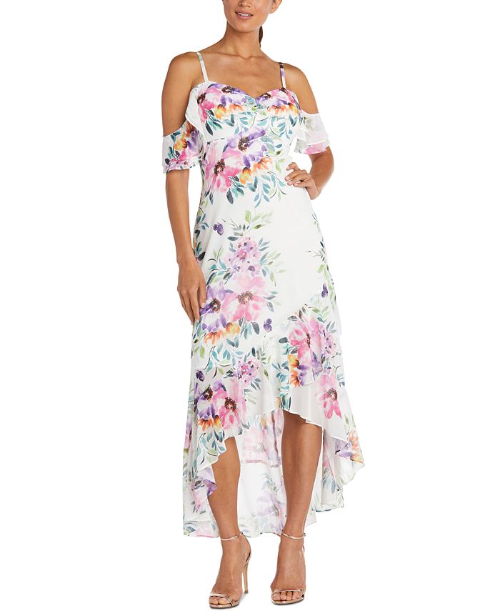 Nightway Cold-Shoulder High-Low Gown - Macy's