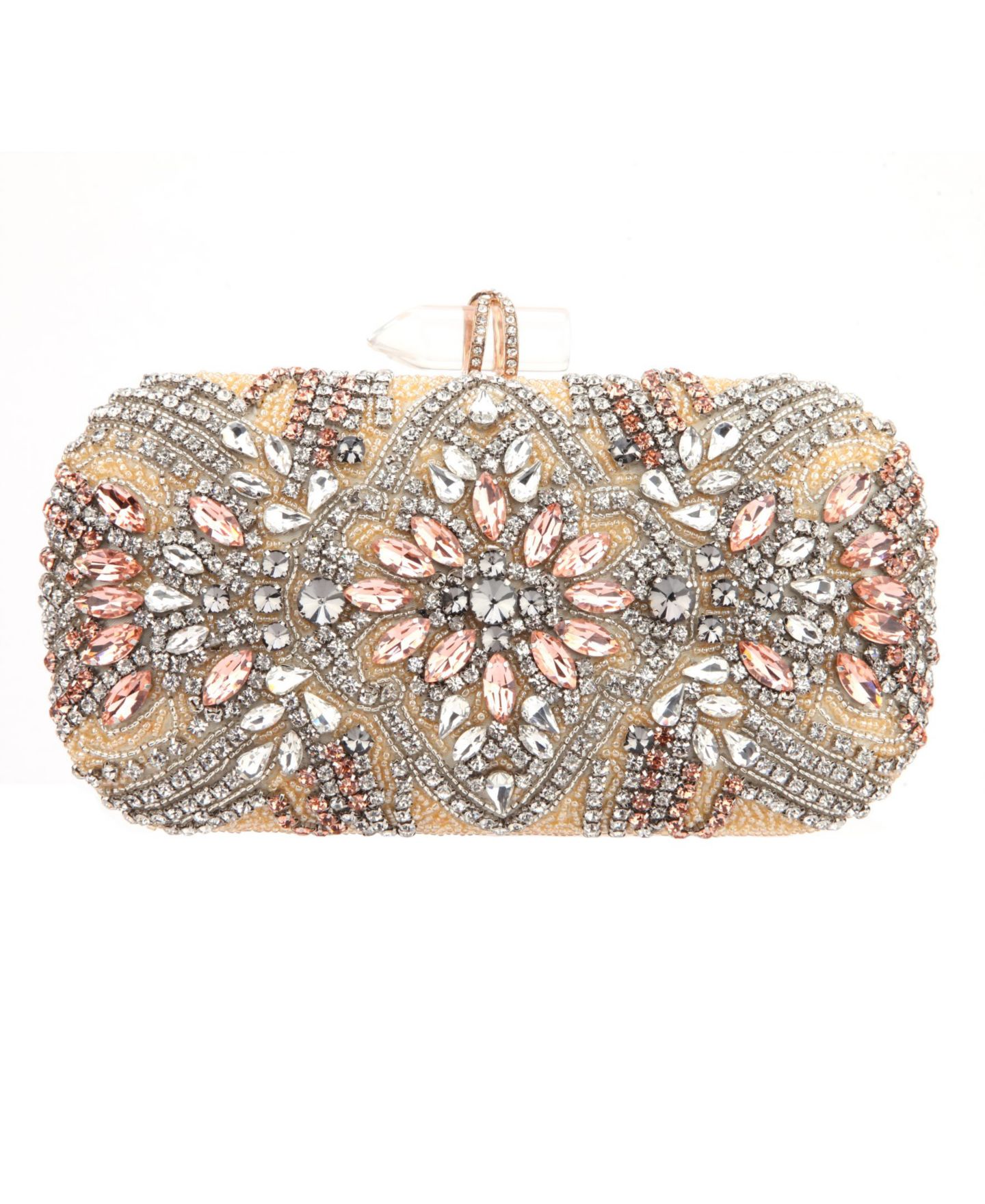 Женские клатчи Nina Crystal Embellished Minaudiere, цвет: Чёрный / Белый — фото 7