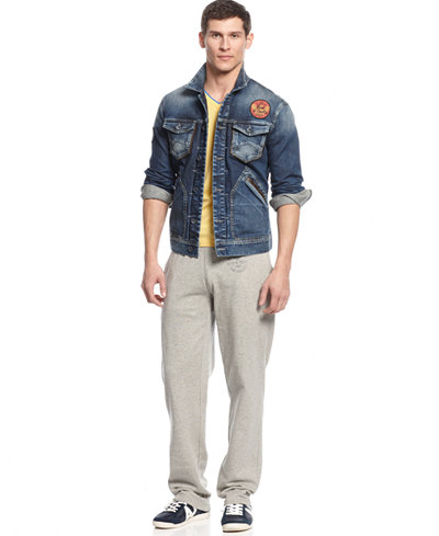 Armani Jeans Men's Denim Jacket & Open-Bottom Pants