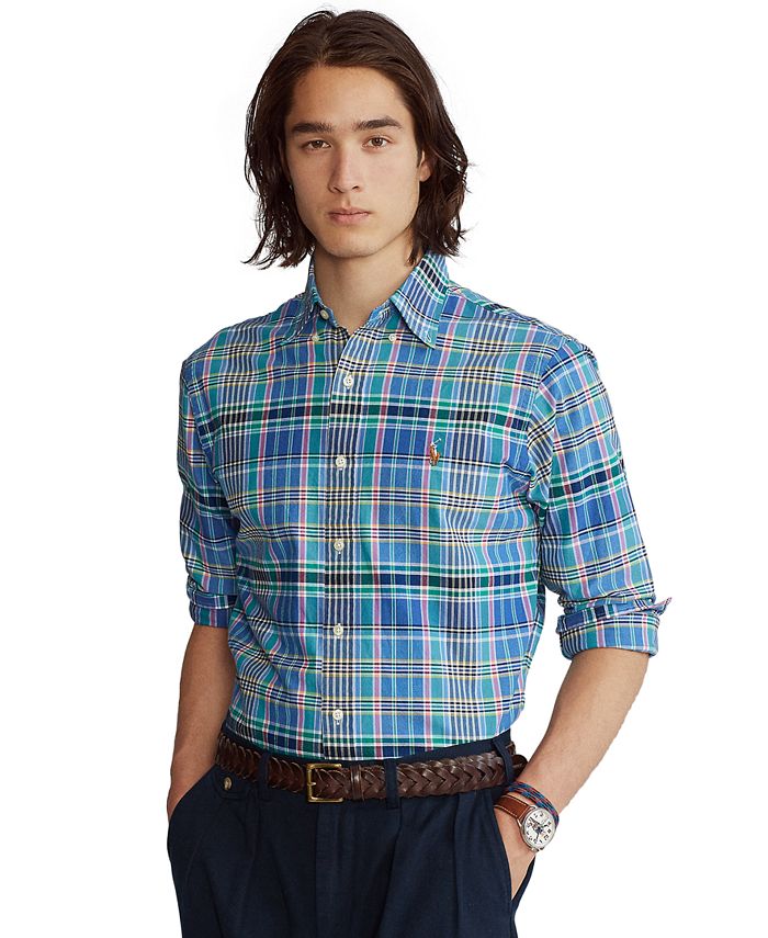 Polo Ralph Lauren Men's ClassicFit Plaid Oxford Shirt Macy's