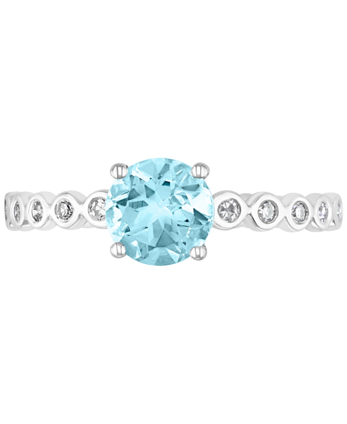 (3/4 ct. t.w.) & Diamond (1/10 ct. t.w.) Ring in 14k White Gold - Aquamarine
