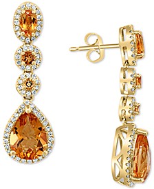 EFFY® Citrine (4 ct. t.w.) & Diamond (3/8 ct. t.w.) Drop Earrings in 14k Gold