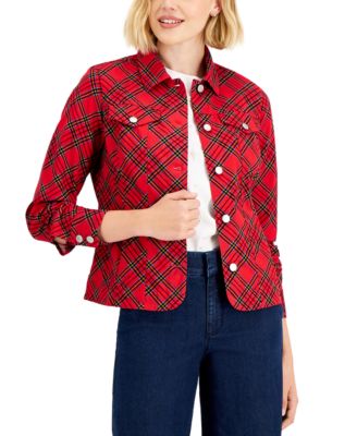 Plaid Stretch Denim Jacket, Created for Macy's