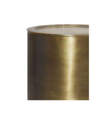 Corbin 16.1" Antique Gold Iron Wide Industrial Metal Side Table