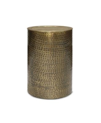 Corbin 16.1" Antique Gold Iron Wide Industrial Metal Side Table