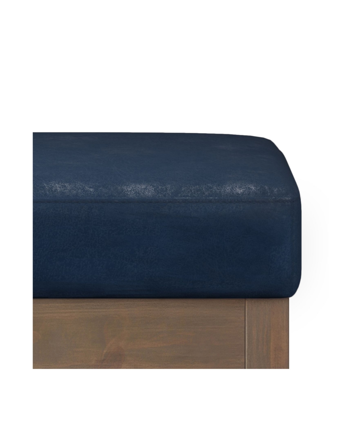 Shop Simpli Home Milltown Footstool Small Ottoman Bench In Distressed Dark Blue