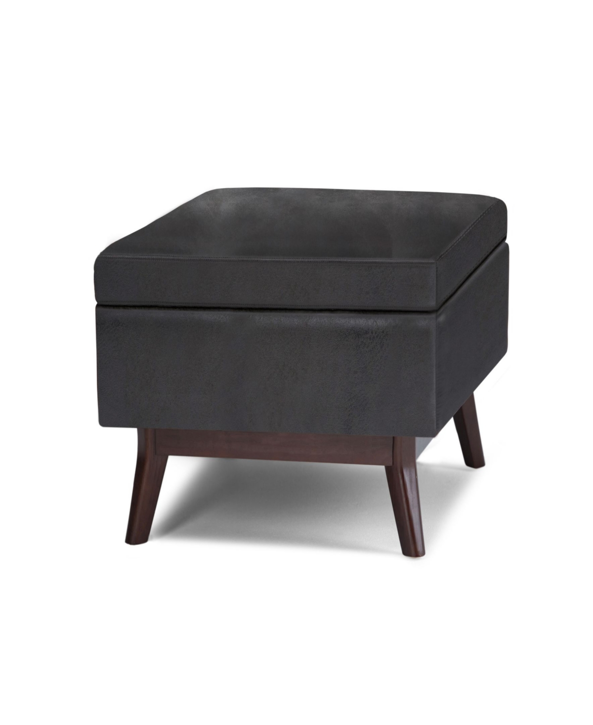 Simpli Home Owen Small Rectangular Storage Ottoman In Distressed Black