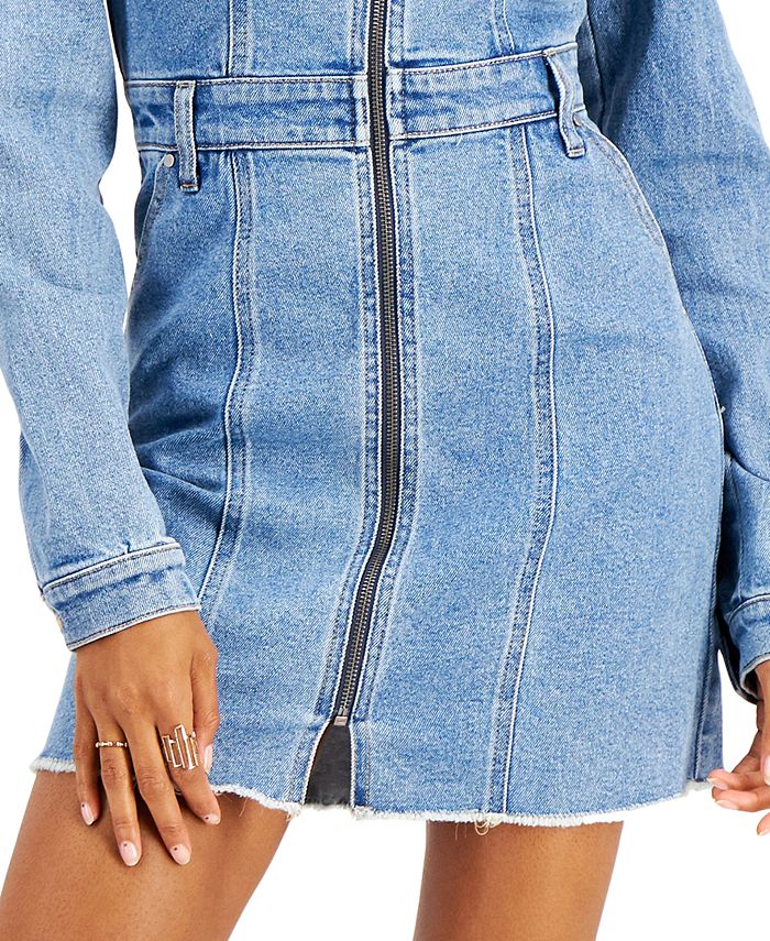 Tinseltown Juniors' Zip Front Denim Dress Macy's