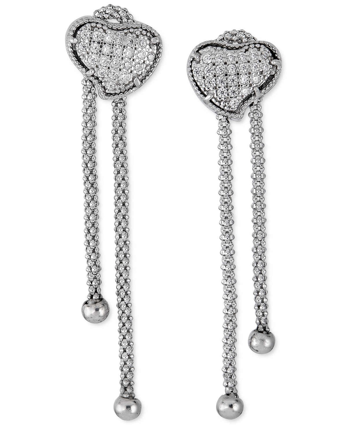 Diamond Heart Cluster Chain Drop Earrings (1/4 ct. t.w.) - Sterling Silver
