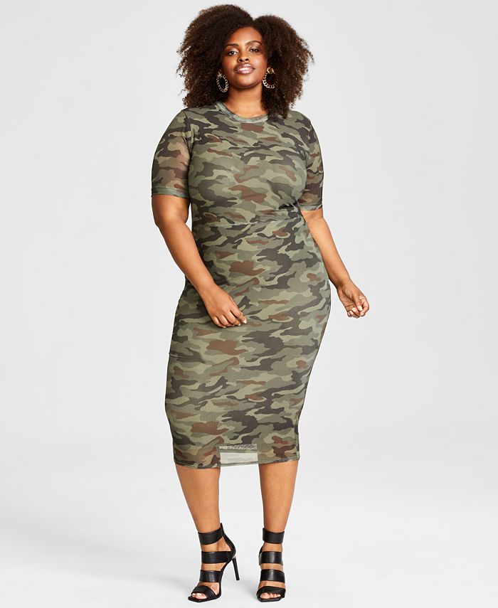 Nina Parker Trendy Plus Size Mesh Midi Dress, Created for Macy's - Macy's