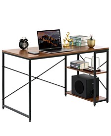 Industrial Rectangular Home Office Computer Desk with 2 Side Shelves