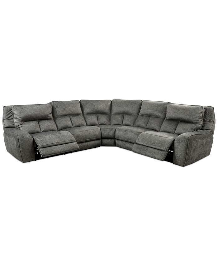 Furniture - Terrine 5-Pc. Fabric Sectional with 2 Power Motion Recliners