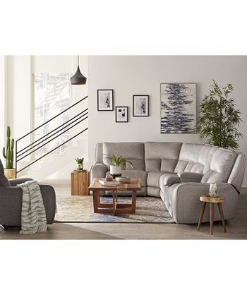 Furniture - Terrine 7-Pc. Fabric Sectional with 3 Power Motion Recliners and 2 USB Consoles