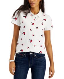 Heart-Print Polo Top