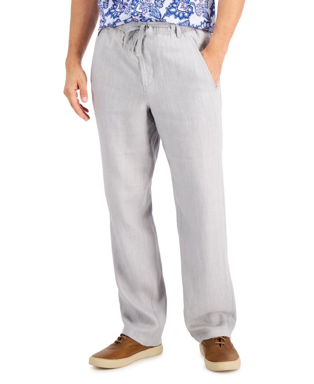 Men's 100% Linen Pants, Created for Macy's - Natural Khaki