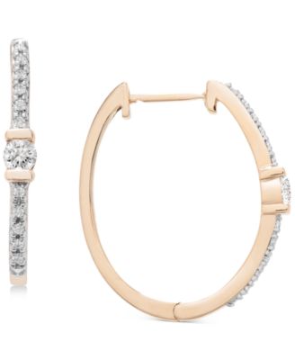 Certified Diamond Hoop Earrings (1/6 ct. t.w.) in 14k Gold, Created for Macy's