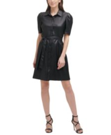 Faux-Leather Shirtdress