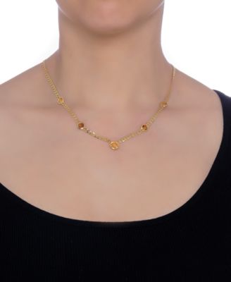Citrine Bezel 18" Statement Necklace (3 ct. t.w.) in 14k Gold-Plated Sterling Silver