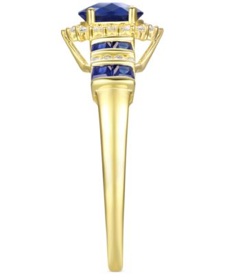 Sapphire (1 ct. t.w.) & Diamond (1/8 ct. t.w.) Ring (Also in Emerald & Ruby) in 14k Gold