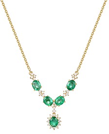 Emerald (1-1/2 ct. t.w.) & Diamond (1/3 ct. t.w.) Fancy 17" Statement Necklace in 14k Gold (Also in Ruby & Sapphire)