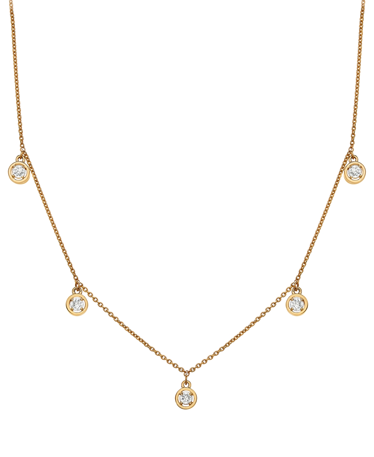 Diamond Dangle Statement Necklace (1/4 ct. t.w.) in 14k Gold, 16" + 2" extender, Created for Macy's - Yellow Gold
