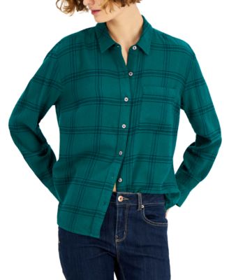 Cotton Windowpane-Plaid Flannel Shirt, Created for Macy's