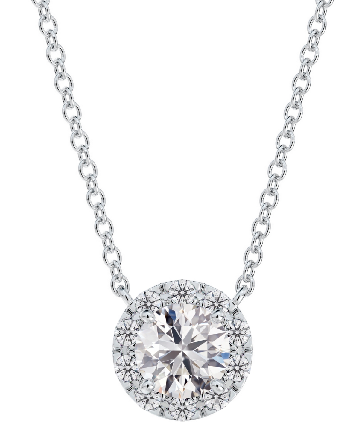 Portfolio by De Beers Forevermark Diamond Halo Pendant Necklace (3/4 ct. t.w.) in 14k White Gold, 16" + 2" extender - White Gold