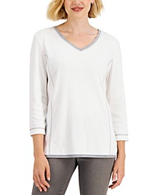Contrast-Trim V-Neck Top, Created for Macy's