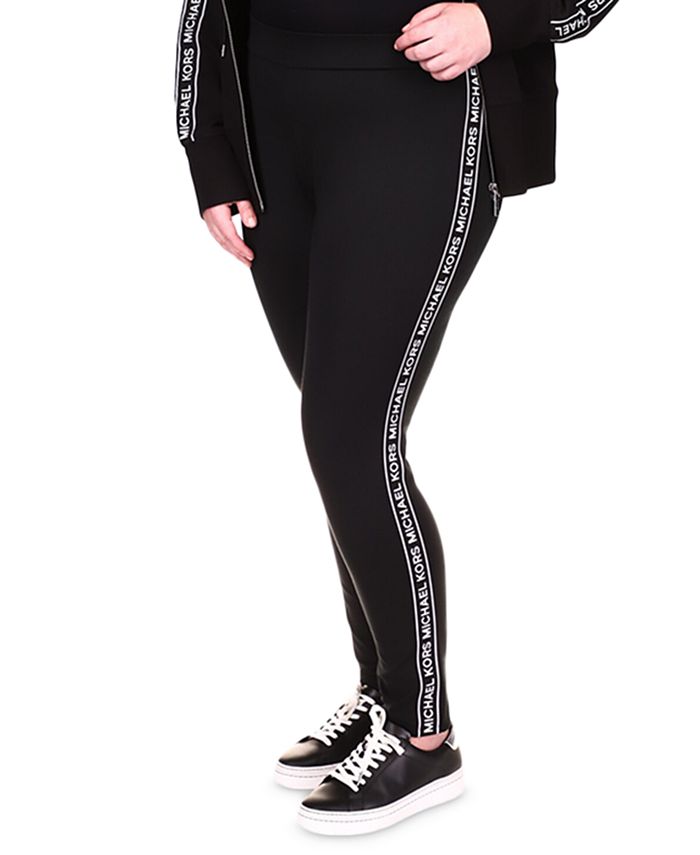 Miss Selfridge leather look high waisted leggings in black, IetpShops, Michael  Michael Kors Leggings with logo