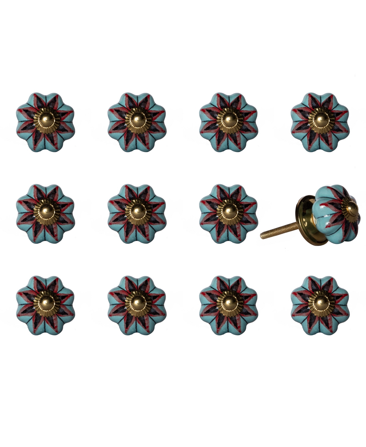 10157448 Knob-It Handpainted Ceramic Knob Set of 12 sku 10157448