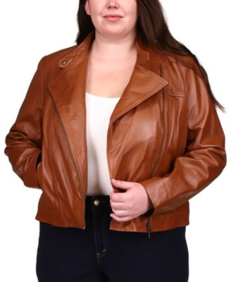 michael kors plus size leather moto jacket