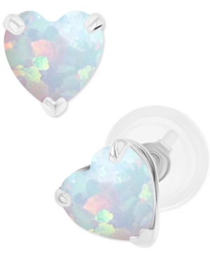 MACY'S LAB-GROWN OPAL HEART STUD EARRINGS (3/8 CT. T.W.) IN STERLING SILVER